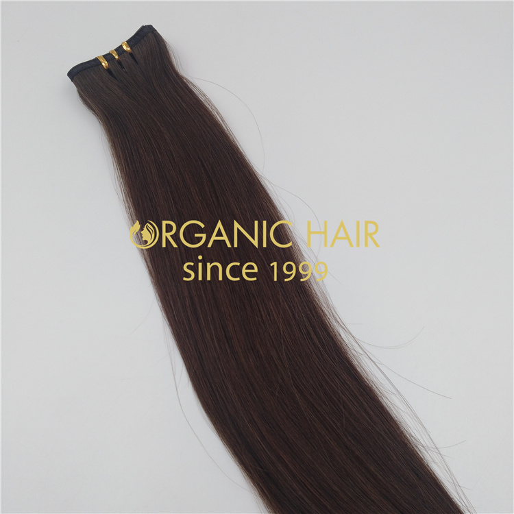 Wholesale 20 inch brown remy human flat weft hair V36