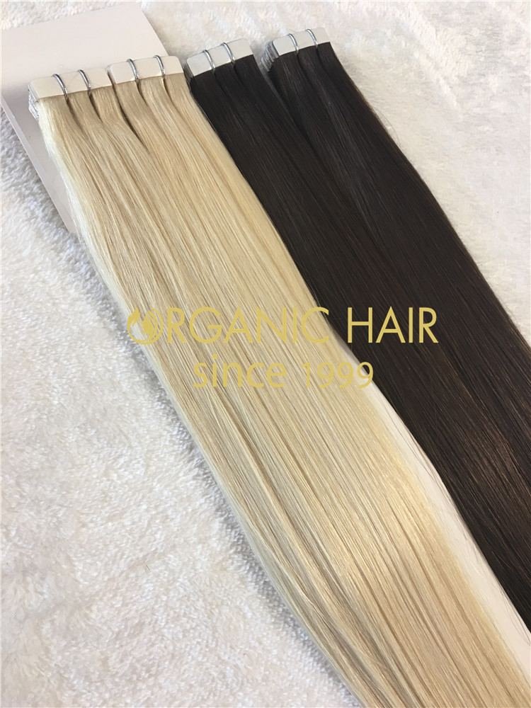 Remy human hair tape in hair extension, double drawn, all color, one donor braid hair h12