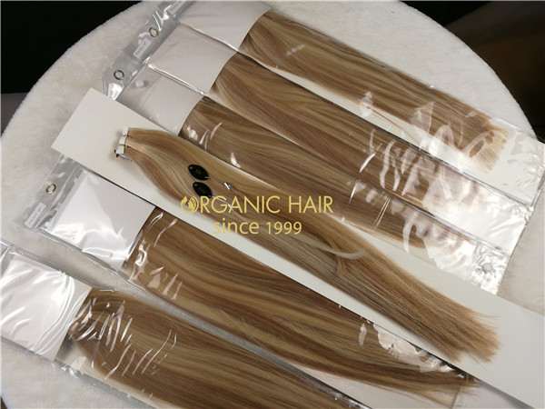 Remy human hair tape in hair extension, double drawn, #18/613 piano color, one donor braid hair  h17