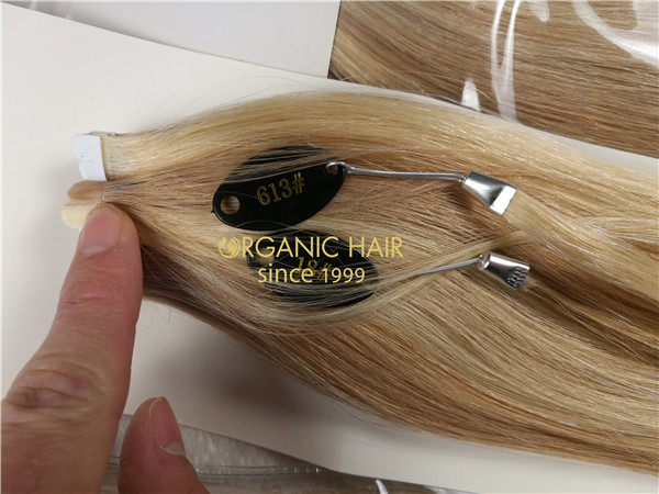 Remy human hair tape in hair extension, double drawn, #18/613 piano color, one donor braid hair  h17