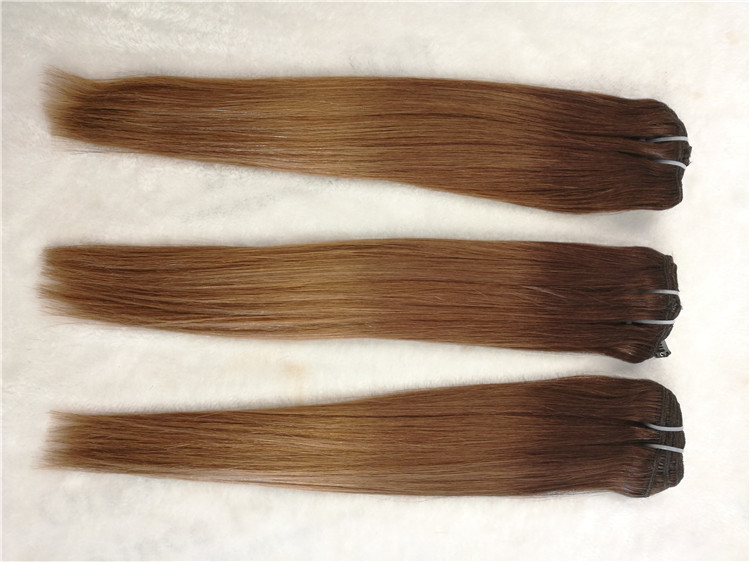 Remy human hair hand tied weft, double drawn, Balayage color #6/4/27, one donor braid hair  h22