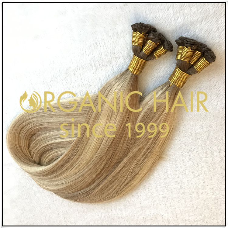 Cuticle hair beautiful color hand tied weft C019