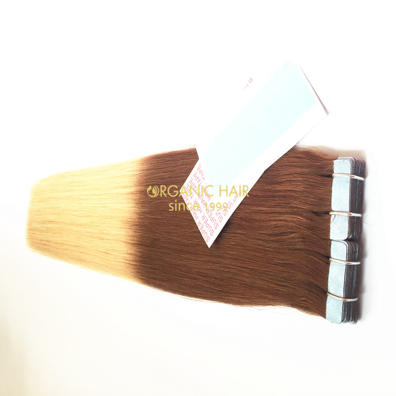 Full cuticle double drawn tape in hair extensions