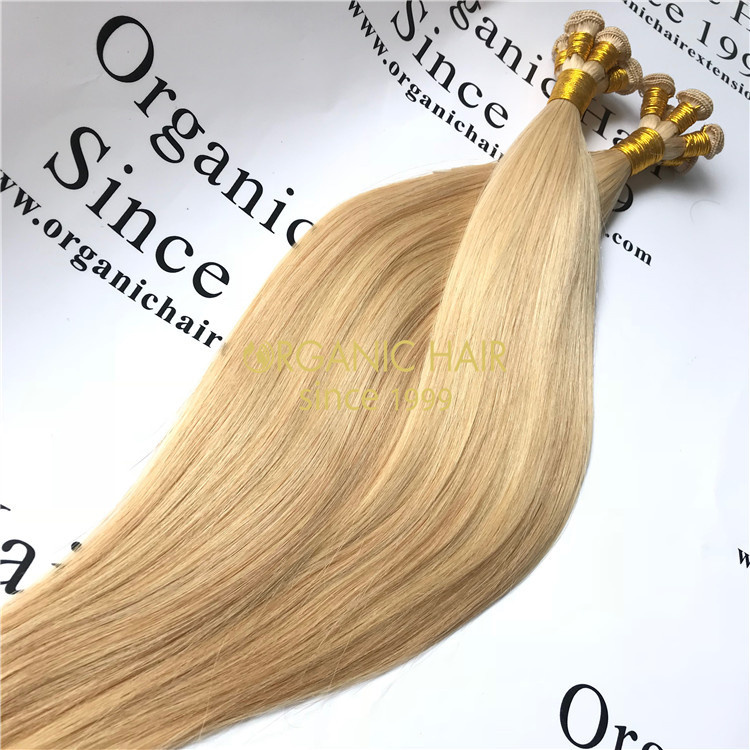 Comfortable remy human hand tied weft hair extensions wholesale V87