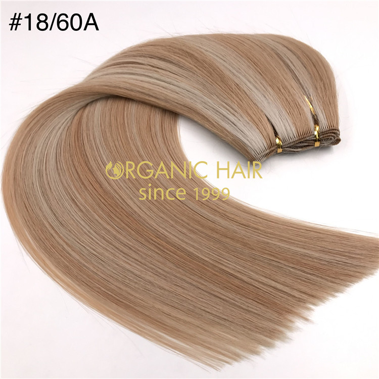 Wholesale human full cuticle hand tied wefts #18/60A good reviews X355