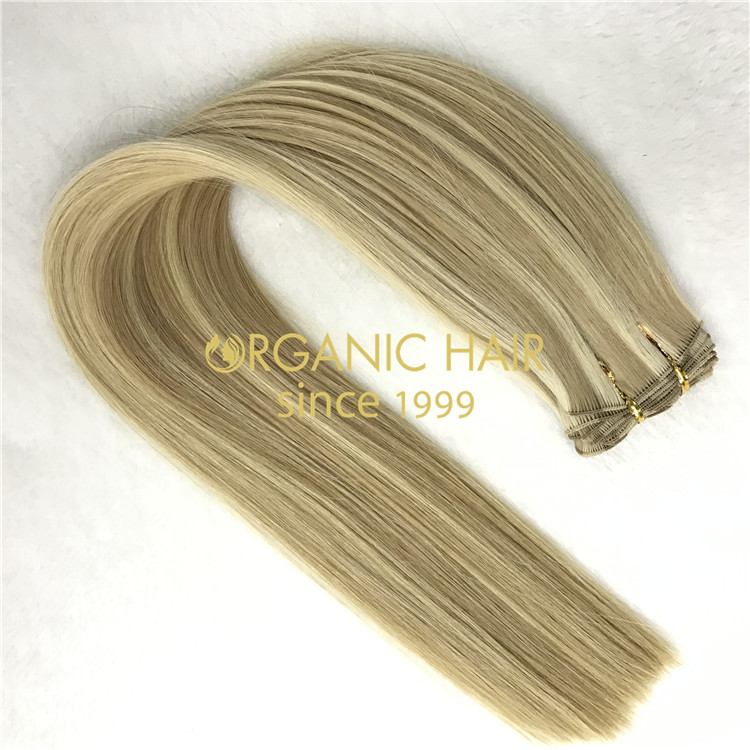 Wholesale human full cuticle remy hand tied wefts 18/60 piano color X367