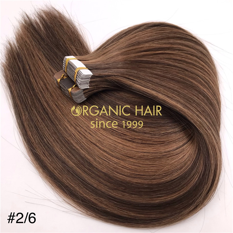 Wholesale piano color #2/6 human tape in hair extensions X348