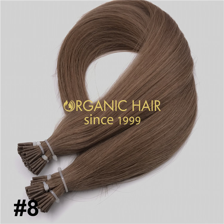 Silicone free brown I-tip hair extensions  H256