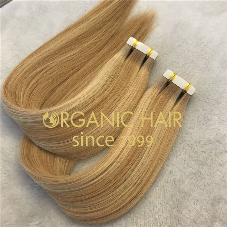Wholesale piano color #613/18 human tape in hair extensions X319