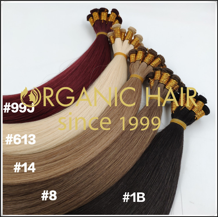 Wholesale virgin full cuticle intact hand tied wefts C092
