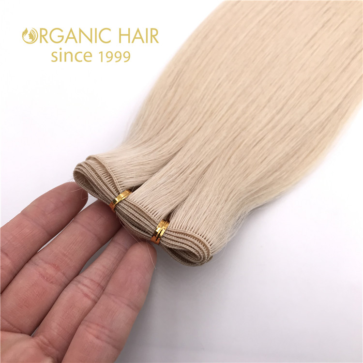 Hot sale and human cuticle intact hand tied wefts blonde color X347
