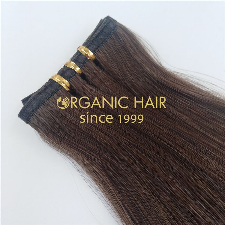 Wholesale 20 inch brown remy human flat weft hair V36
