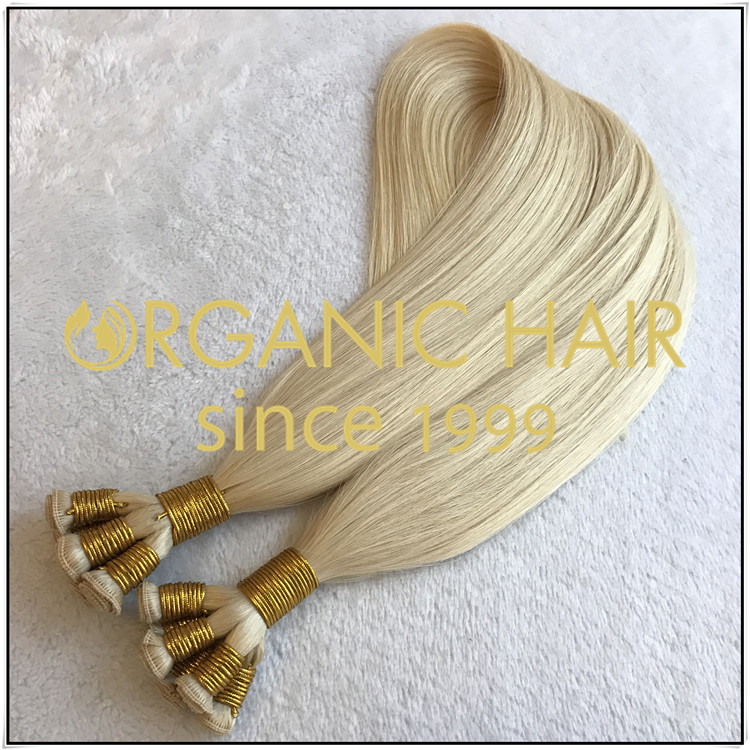 Blond color #60 hand tied hair extension C022