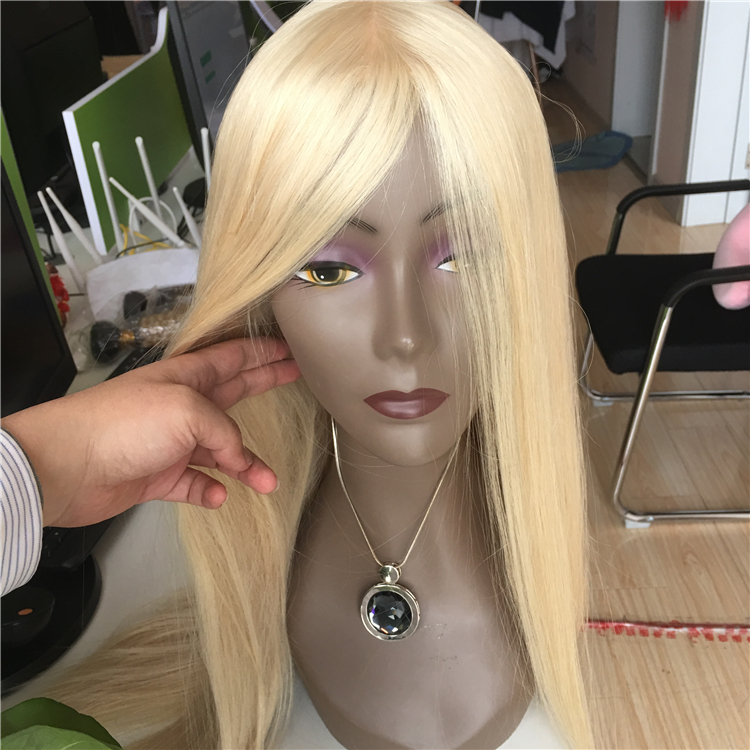 Virgin European hair Jewish wig, blonde color, 8-30inch, 130%-180% density h37