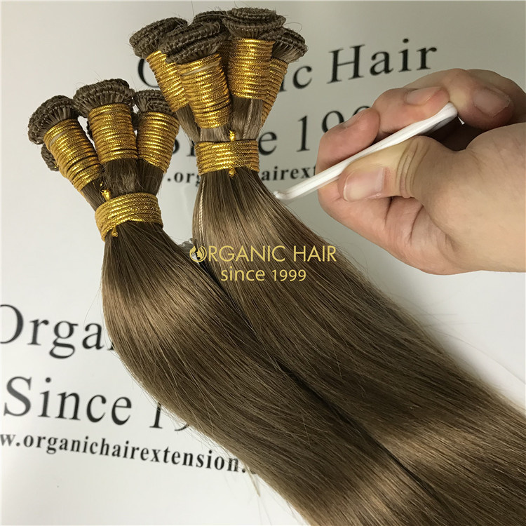 Wholesale best quality remy human virgin hand-tied weft extensions V126