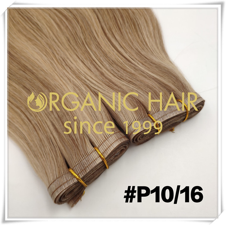 European Invisible hair #P10/16 hybrid weft extensions C098