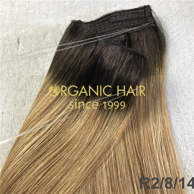 Wholesale 100% remy human halo extension for thin short hair V127