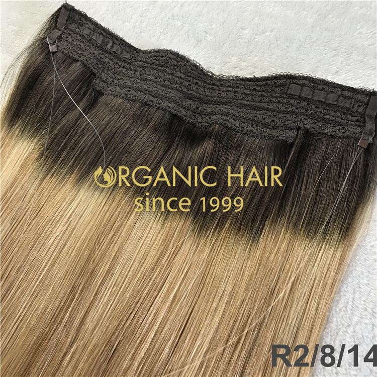Wholesale 100% remy human halo extension for thin short hair V127