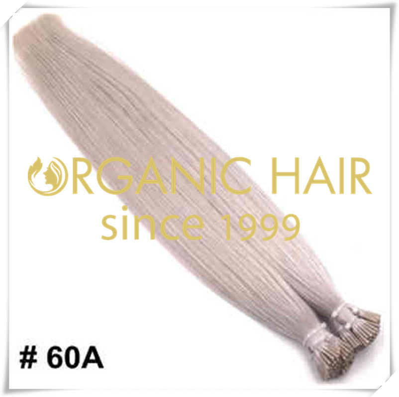 Grey color #60A I tip hair extensions C049
