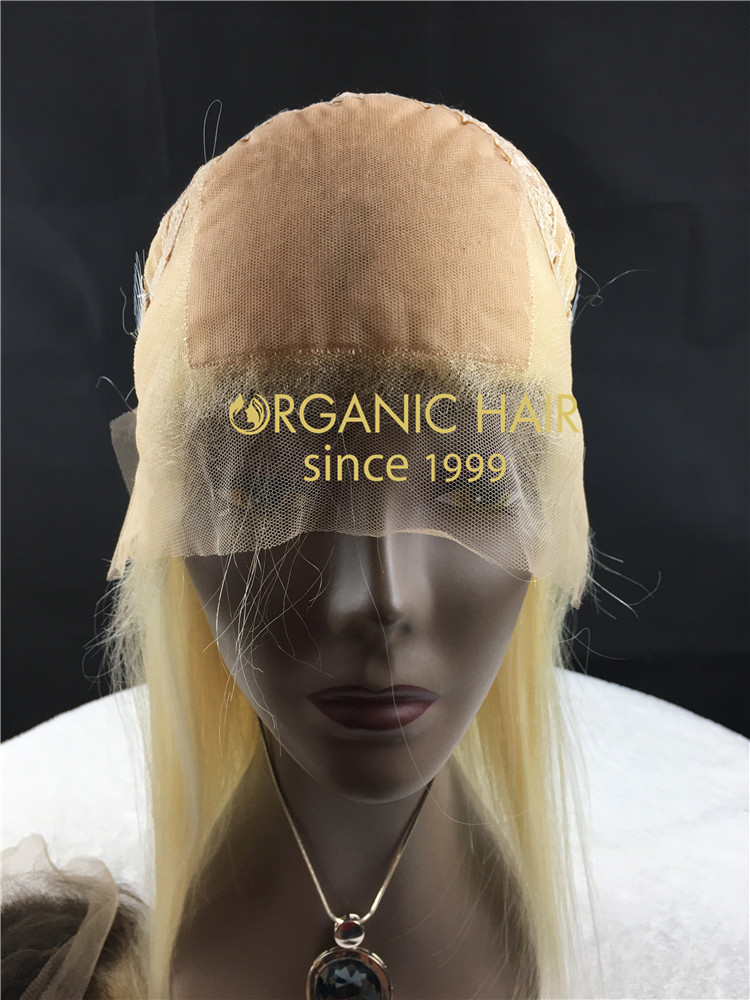 #613 blonde color Straight Virgin human hair lace front wig with silk base h11