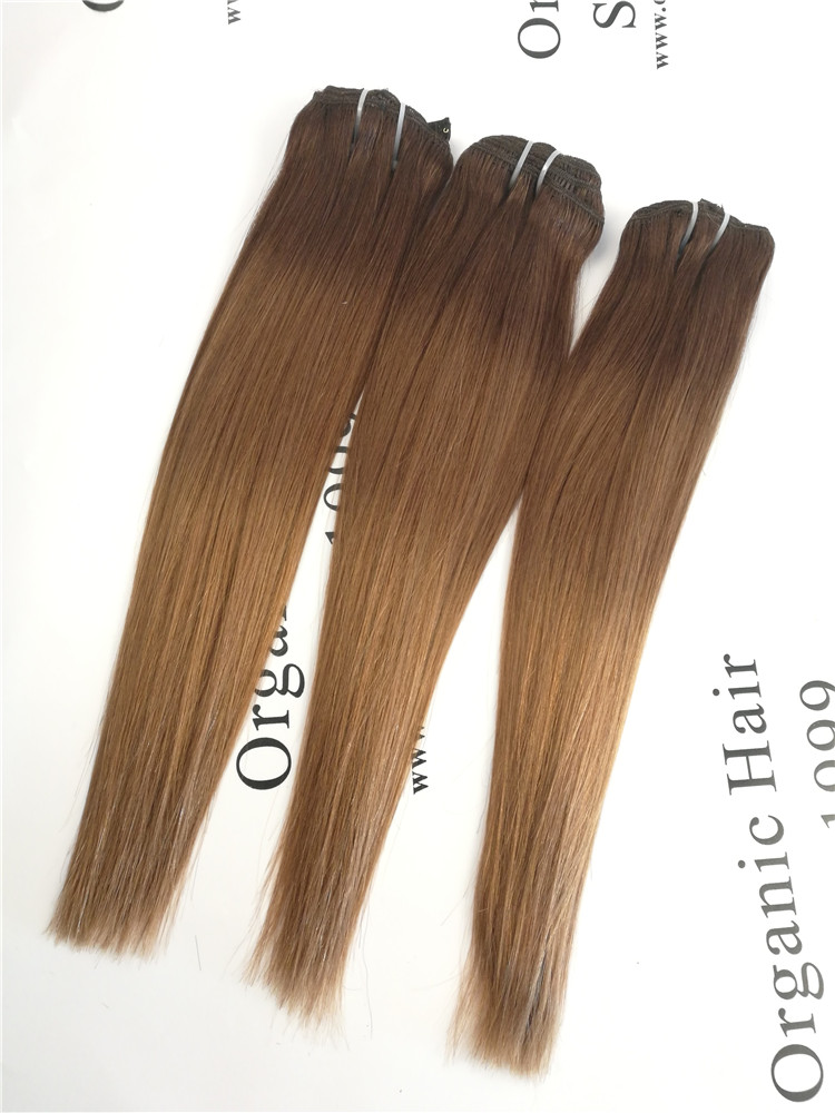 Remy human hair hand tied weft, double drawn, Balayage color #6/4/27, one donor braid hair  h22