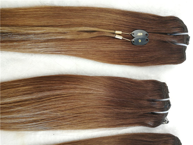 Remy human hair hand tied weft, double drawn, Balayage color #6/4/27, one donor braid hair  h22
