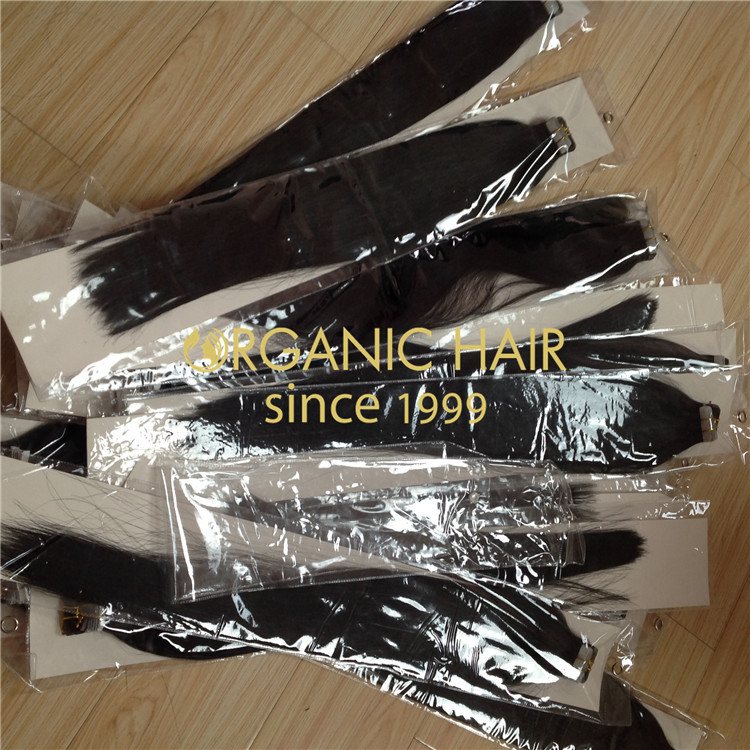 Remy human hair tape in hair extension, double drawn, #1B natural dark color, one donor braid hair  h20