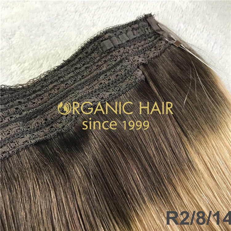 Wholesale 100% remy human halo extension for thin short hair V127