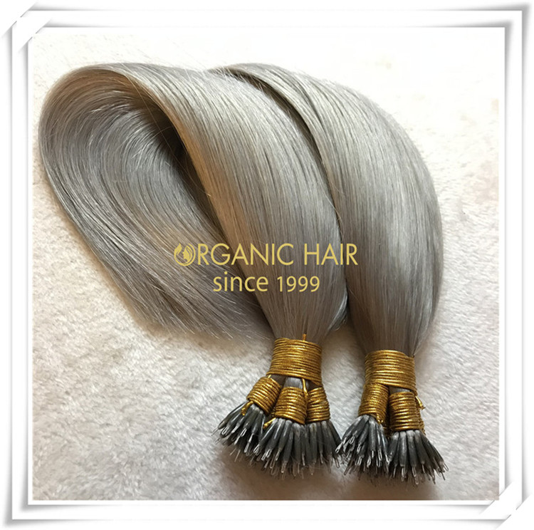 #Silver color nano ring hair extensions C067