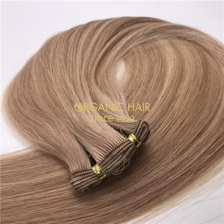 Hot sale and wholesale human hand tied wefts balayage color #18/22 X317