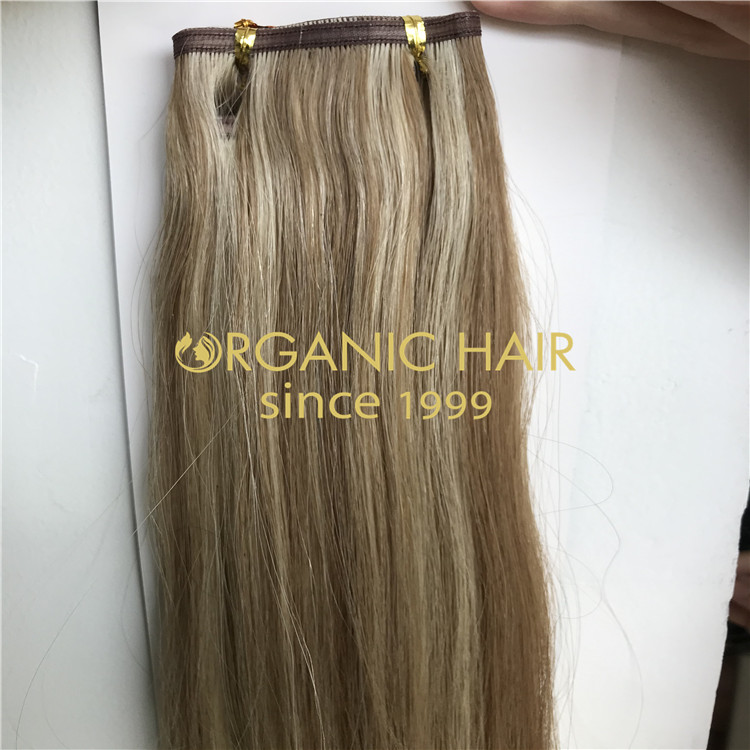 Cool ashy piano color hybrid weft extensions H311