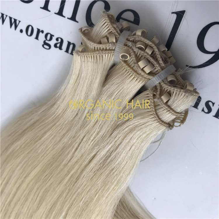 Human cuticle hair bead hand tied wefts extensions X274