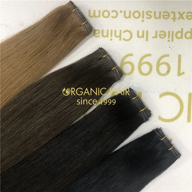 Wholesale human cuticle remy customized color genius weft hair extensions and hot sale X427