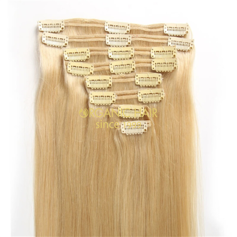 Premium remy human clip-in hair extensions factory V105