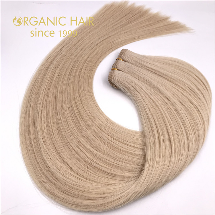 Hot sale and human cuticle intact hand tied wefts blonde color X347