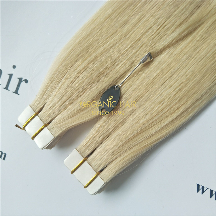 Popular blonde color cuticle intact tape in hair X257