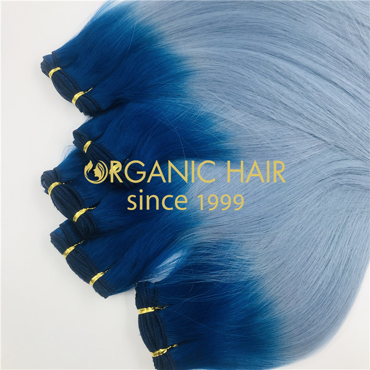 High quality custom blue machine weft Extenions  H283