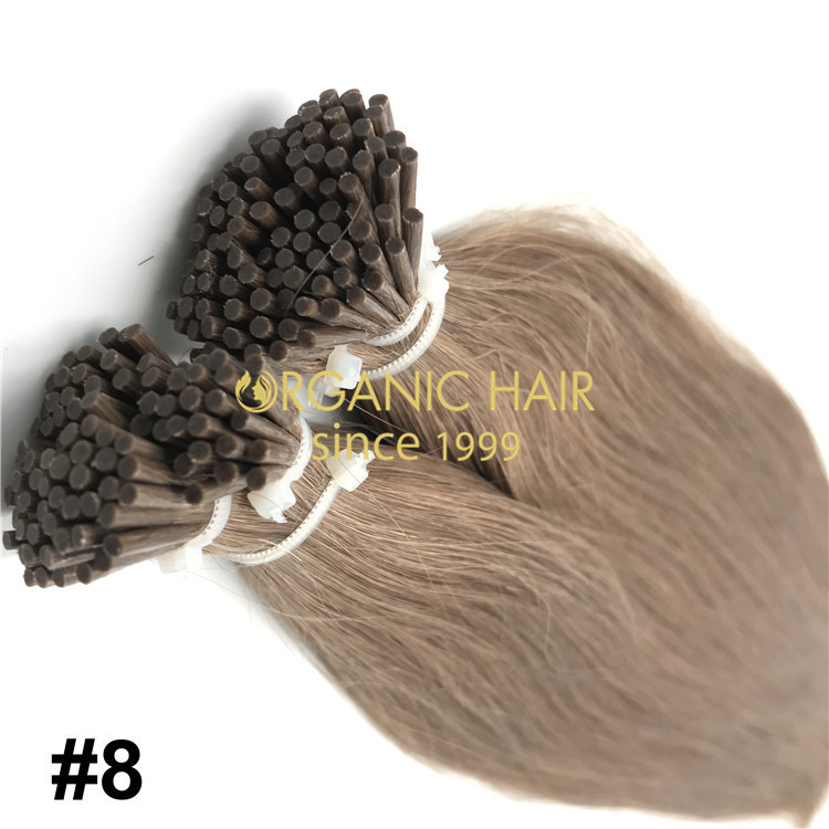 Silicone free brown I-tip hair extensions  H256