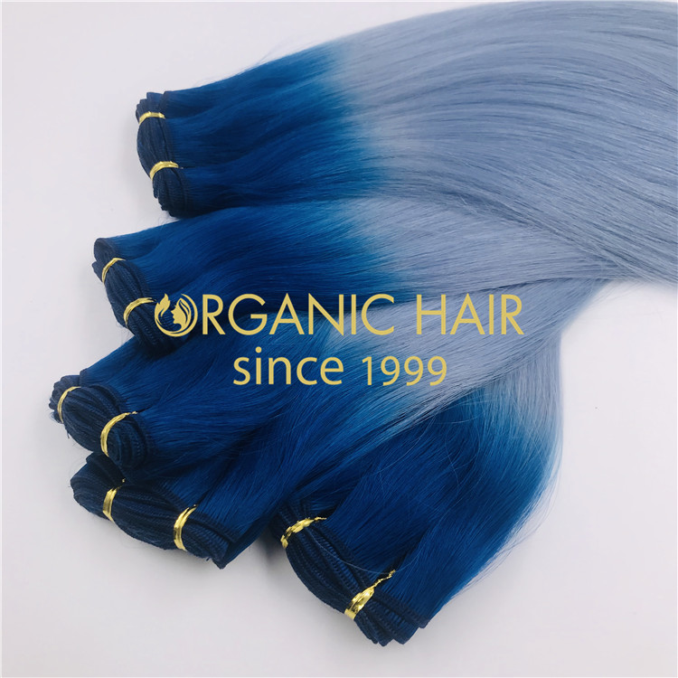 High quality custom blue machine weft Extenions  H283