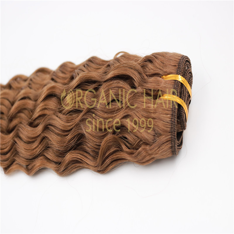 Machine weft hybrid hair natural wave remy hair extensions A24