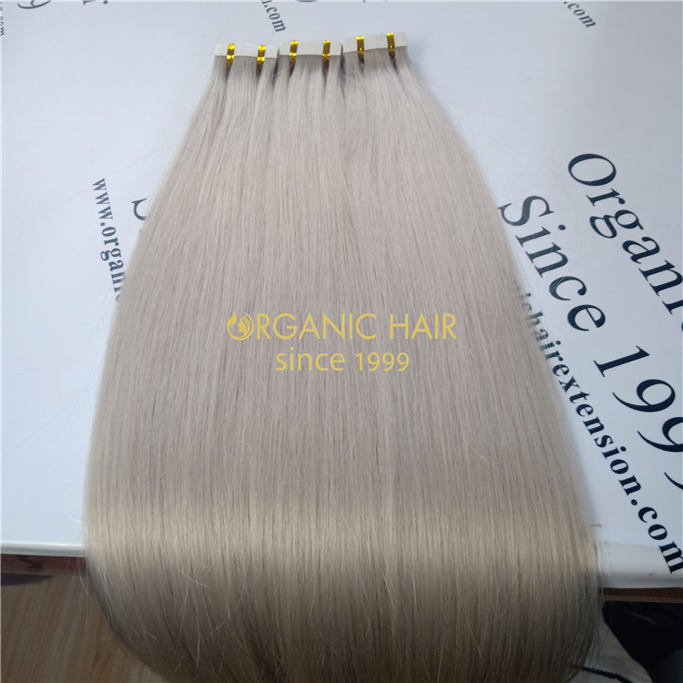 Ash blonde color human tape in hair and good reviews X320