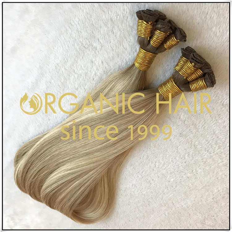 Cuticle hair beautiful color hand tied weft C019