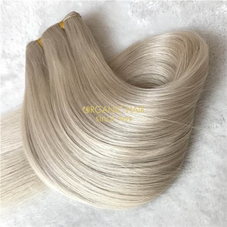 Ash blonde color hand tied wefts and customized color X260