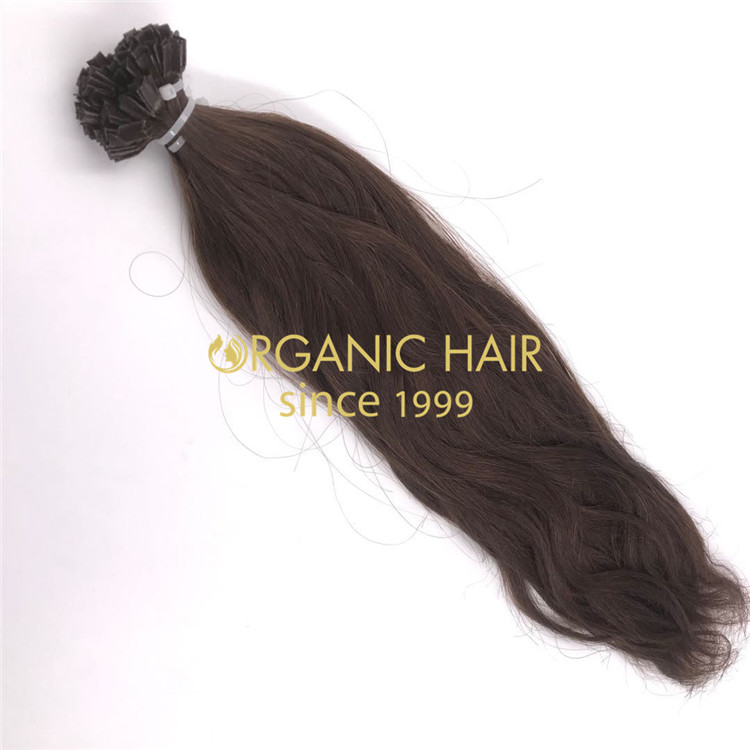 Dark brown natural wave human keratin vtip hair extensions X281