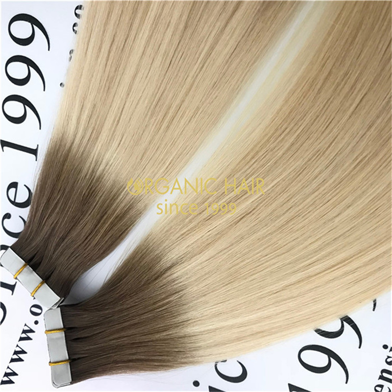 Wholesale high quality remy human ombre color tape in extensions V110