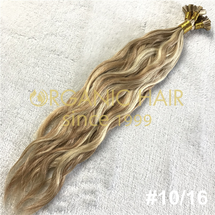 Pre-bonded flat tip hair extensions human hair A08