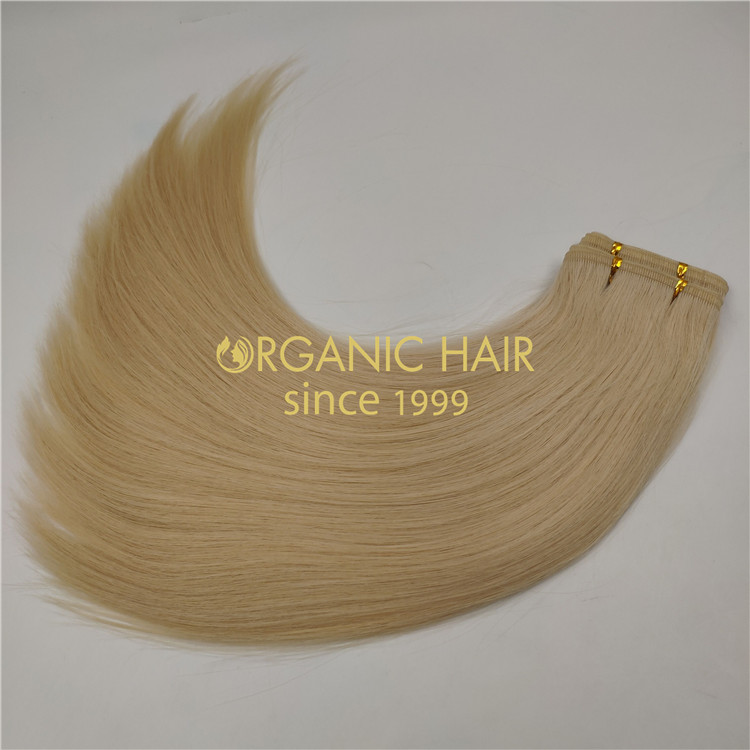 Wholesale human full cuticle flat wefts blonde color X335