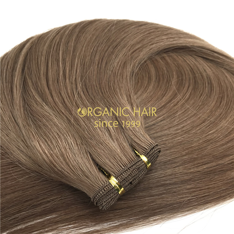 Light brown #8 human full cuticle hand tied wefts X313