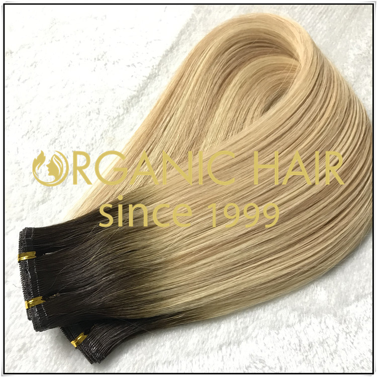 Full cuticle double drawn flat weft hair extension C023