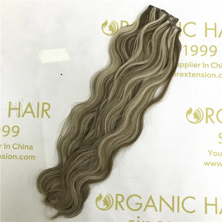 Wholesale 100% human cuticle remy genius weft hair extensions natural wave X413
